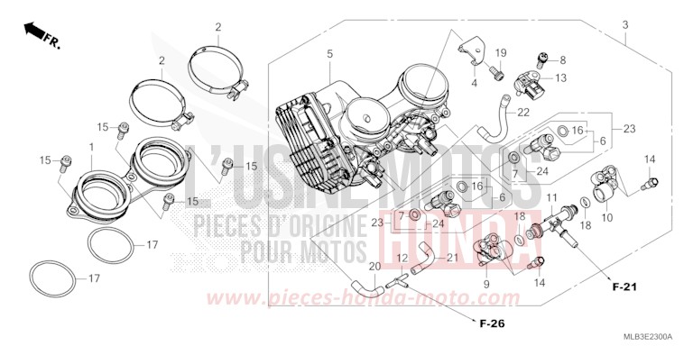 THROTTLE BODY for Hornet 750 MAT PEARL GLARE WHITE (NHB54) from 2025